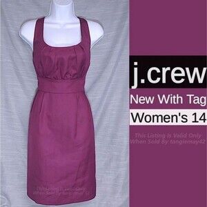J Crew Purple Cotton Cady Sydney Dress Womens 10 Pockets High Waist jcrew NWT